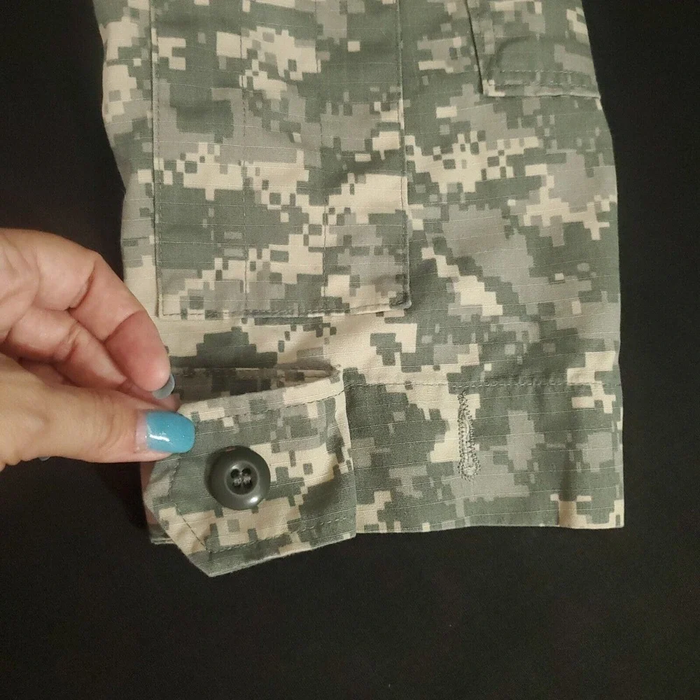US Army Jacket Mens S Long Digital Camo Coat Combat Jacket Full Zip Size Small